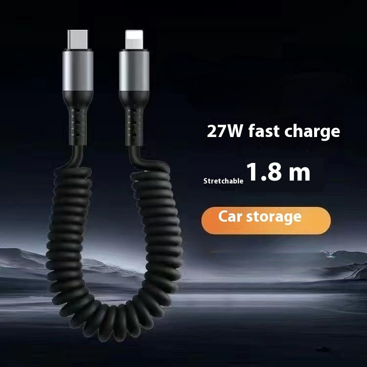 Spring Retractable Storage Mobile Phone Charging Cable
