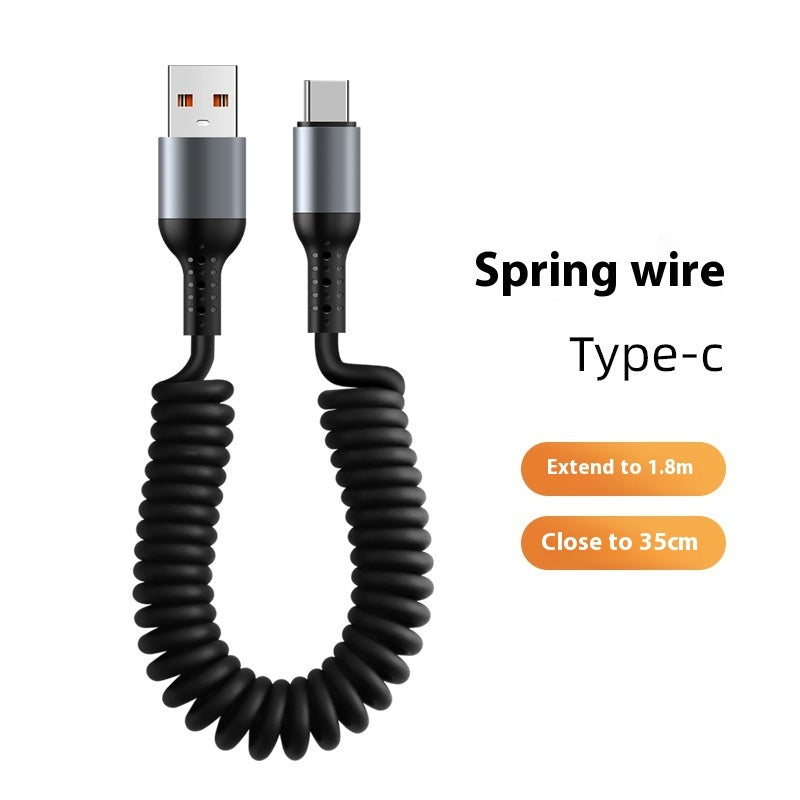 Spring Retractable Storage Mobile Phone Charging Cable