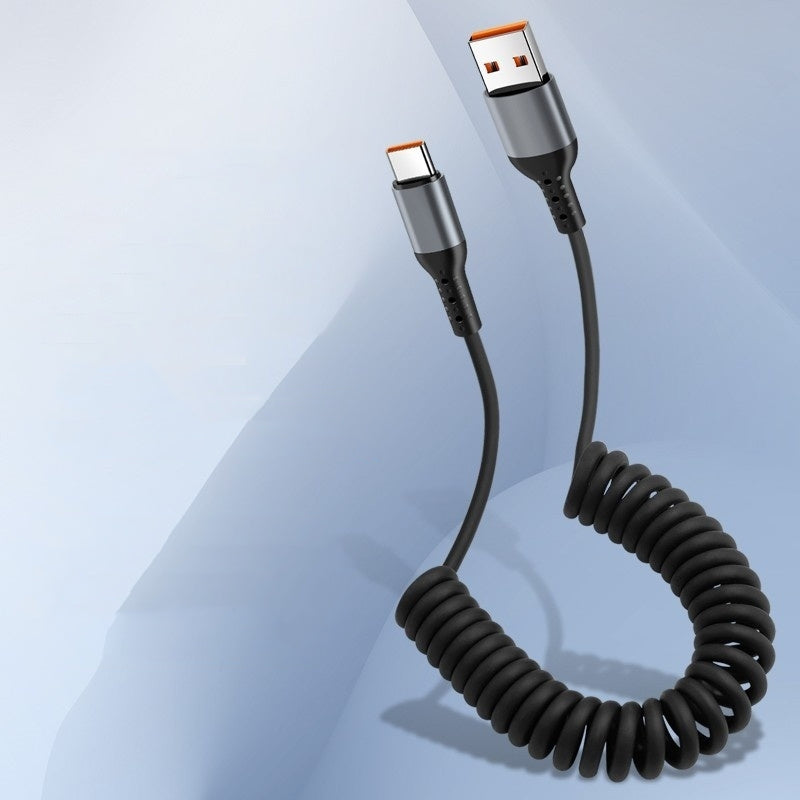 Spring Retractable Storage Mobile Phone Charging Cable