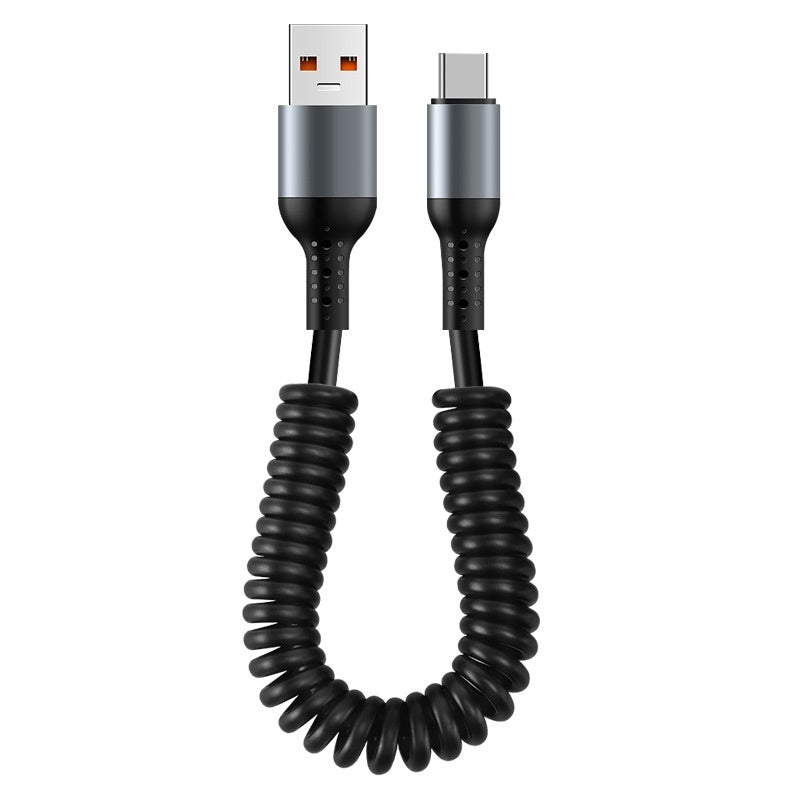 Spring Retractable Storage Mobile Phone Charging Cable