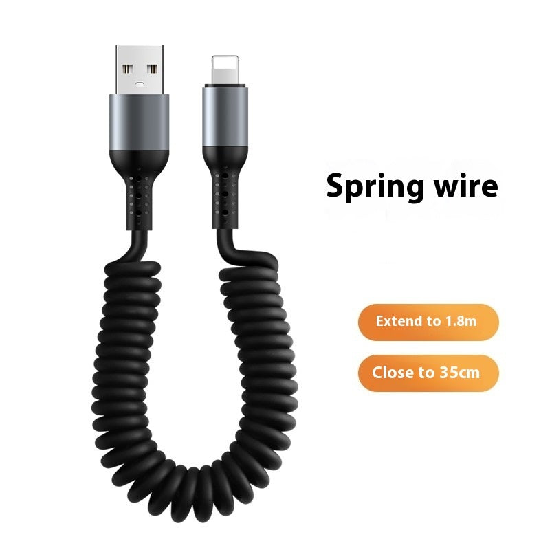 Spring Retractable Storage Mobile Phone Charging Cable